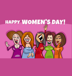 Womens Day Design With Comic Happy Women