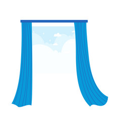 Blue Theater Curtains With Stage And Daylight Sky