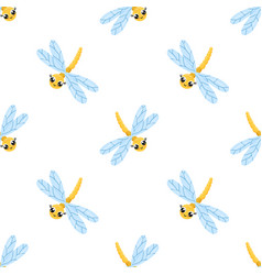 Seamless Pattern With Cute Dragonfly Character