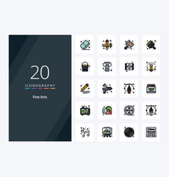 20 Fine Arts Line Filled Icon For Presentation