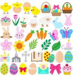 Easter Elements Color Doodle Clipart Set