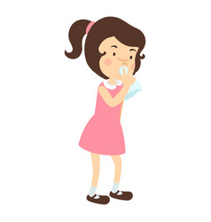 Girl Sneezing And Sick Influenza Cartoon