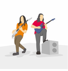 Guitarist And Bassist Simple Character Flat Design