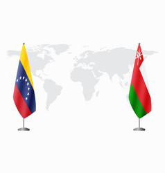 Venezuela And Oman Flags For Official Meeting