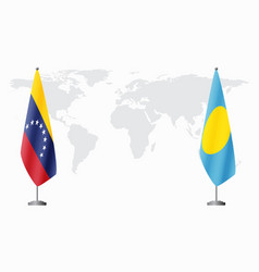 Venezuela And Palau Flags For Official Meeting