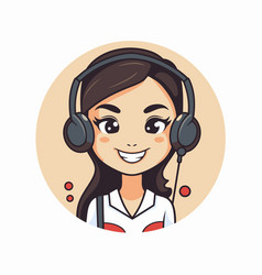 Call Center Operator With Headset In A Flat Style