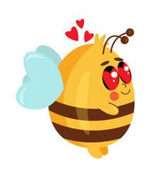 Cute Bee With Hearts On White Background