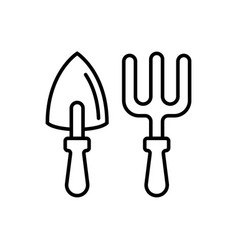 Garden Fork And Shovel Line Icon