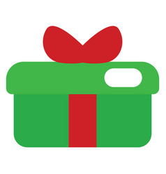 Green Present With Red Bow On A White Background