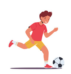 Sportsman Child Character Playing Soccer Isolated