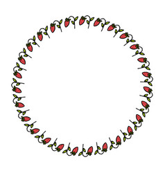 Round Frame With Simple Wild Strawberry On White