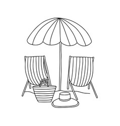 Beach Umbrella And Beach Chairs