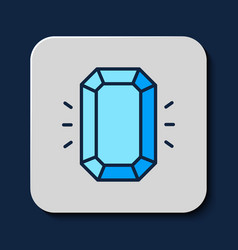 Filled Outline Diamond Icon Isolated On Blue