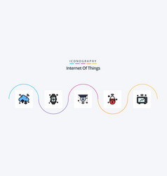 Internet Of Things Line Filled Flat 5 Icon Pack