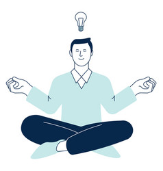 Man Sit In Lotus Pose With Lightbulb Sign Idea