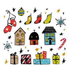 Set Of Christmas Design Doodle Elements Ha