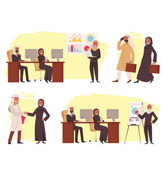 Arab Business Men And Women Work In The Office