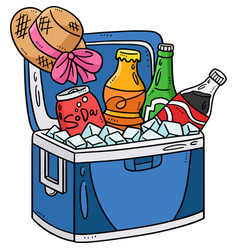 Beverages In Ice Cooler Cartoon Colored Clipart