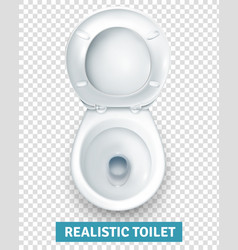 Realistic White Toilet Bowl Top View