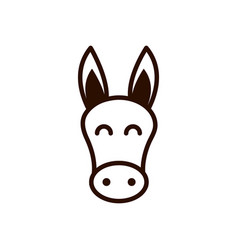 Cute Face Donkey Animal Cartoon Icon Thick Line