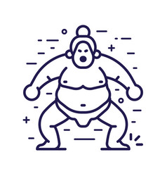 Japan Sumo Warrior Icon In Line Art