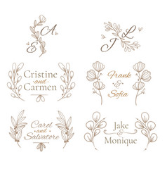 Linear Flat Wedding Monograms Set Design