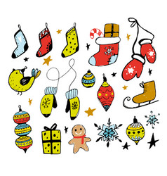 Set Of Christmas Design Doodle Elements Ha