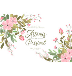 Beautiful Wedding Card With Flowers Leaves Design