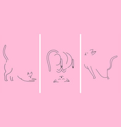 Cat Line Drawing Continuous Cats Silhouette