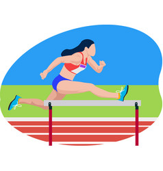 Female Running In Hurdles Race