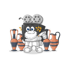 Film Camera With Greek Clothing Cartoon Mascot