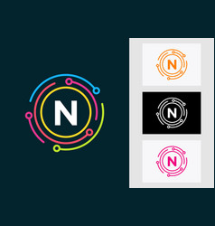 Letter N Technology Logo Design Network Logo