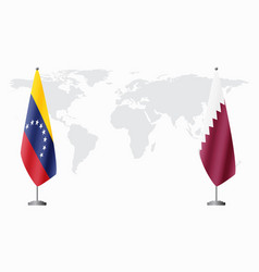 Venezuela And Qatar Flags For Official Meeting