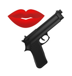 3d With Female Red Lips A Gun