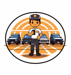 Police Man With Car Icon Graphic Design