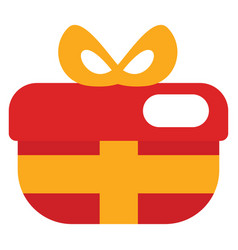 Red Gift Box With Yellow Bow On A White