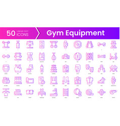 Set Of Gym Equipment Icons Gradient Style Icon