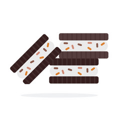 Chocolate Sandwich Cookies Flat Isolated