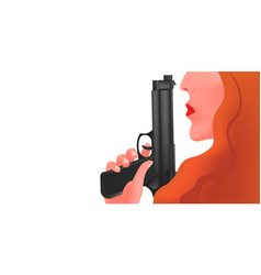 Female Shooter Killer Who Holds Gun Near Her Lips