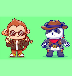 Free Cute Panda Cowboy Cartoon Icon