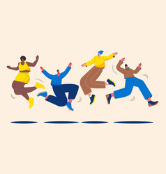 Flat Design People Jumping Together