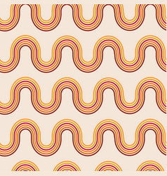 Retro 70s Geometric Swirly Lines Seamless Pattern