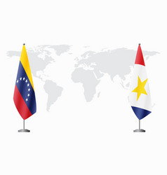 Venezuela And Saba Flags For Official Meeting