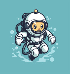 Astronaut Flying In The Water Of A Cartoon