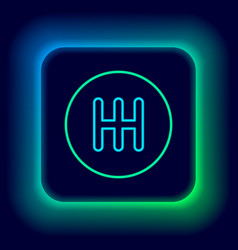 Glowing Neon Line Gear Shifter Icon Isolated