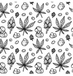 Marijuana Leaves And Buds Seamless Pattern