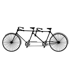 Retro Silhouette Tandem Bicycle Isolated