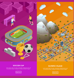 Soccer Stadium Olympic Village Isometric Banners