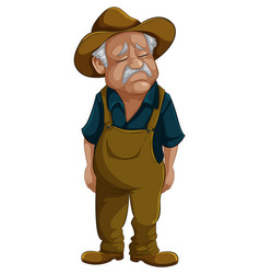 Cartoon Of An Elderly Farmer Looking Tired And Sad