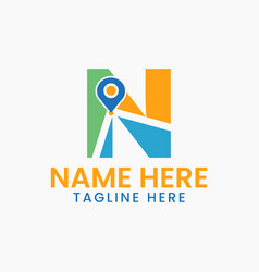 Letter N Location Logo Concept With Gps Symbol